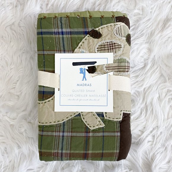 Pottery Barn Kids Other - Pottery Barn Kids Madras Dinosaur Checkered Quilted Standard Sham NEW Palm